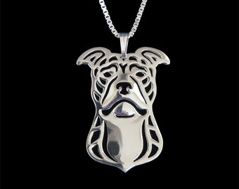 Pit Bull Terrier (natural ears) - sterling silver pendant and necklace