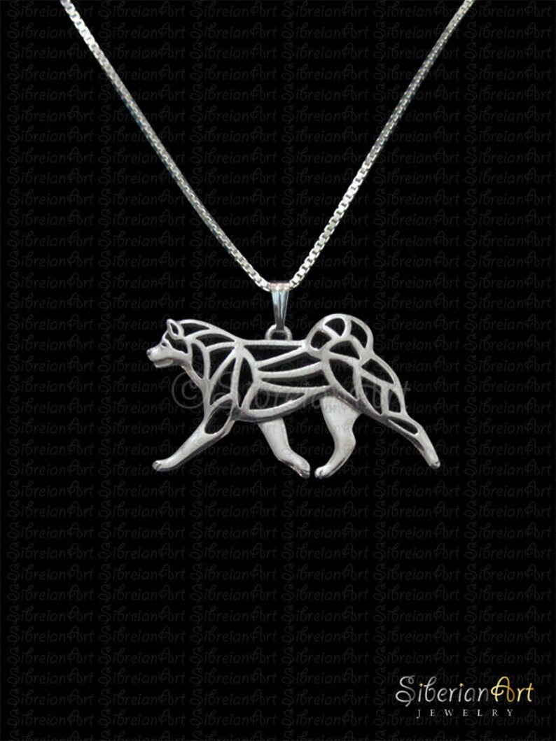 Japanese Akita Inu sterling silver pendant and necklace image 1