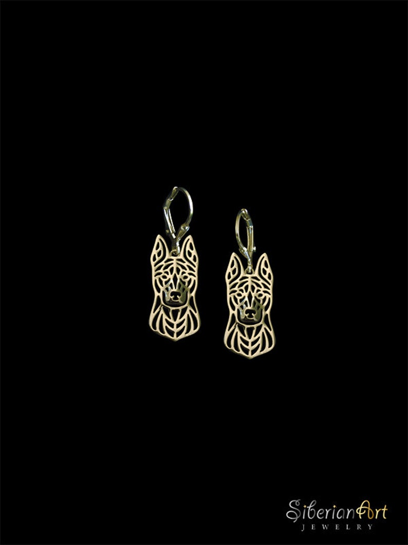 Dutch Shepherd earrings Solid Gold. image 1