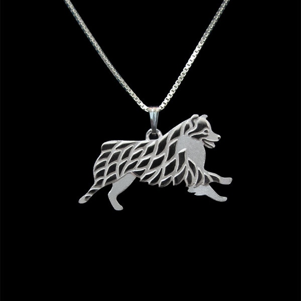Leaping Australian Shepherd (no tail) - sterling silver pendant and necklace.