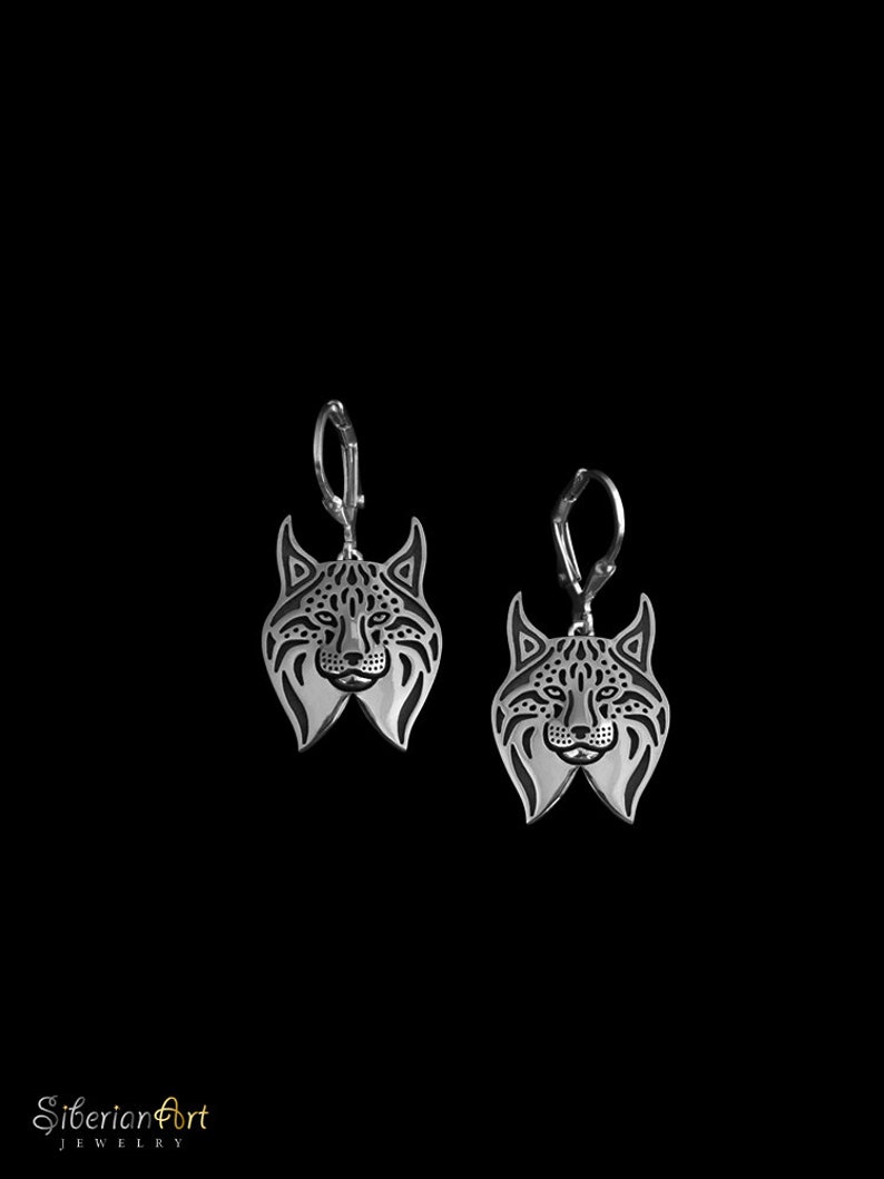 Iberian Lynx earrings sterling silver image 1