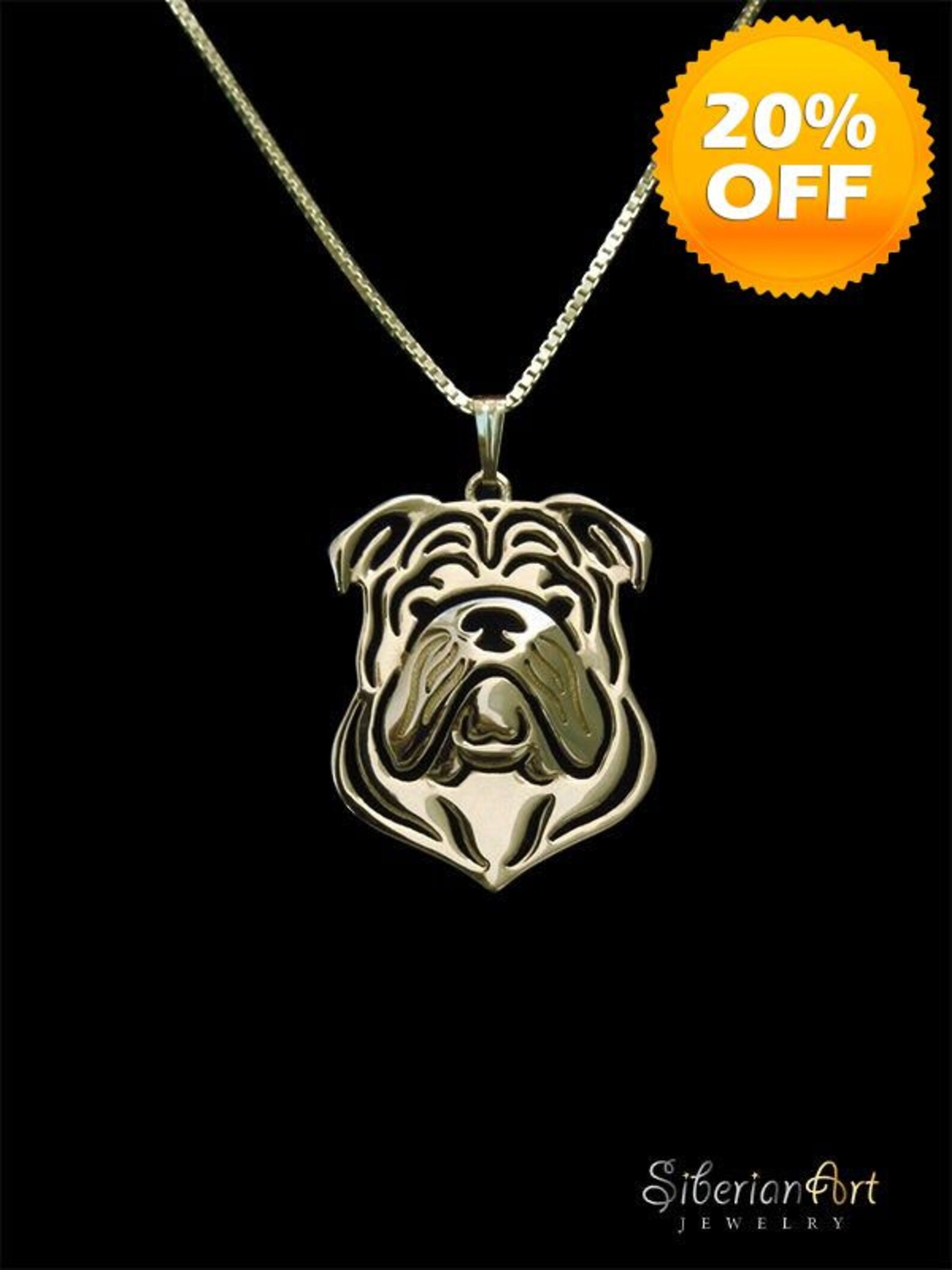 English Bulldog Jewelry Solid Gold Pendant and Necklace. - Etsy