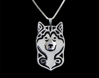 Alaskan Malamute jewelry - sterling silver pendant and necklace