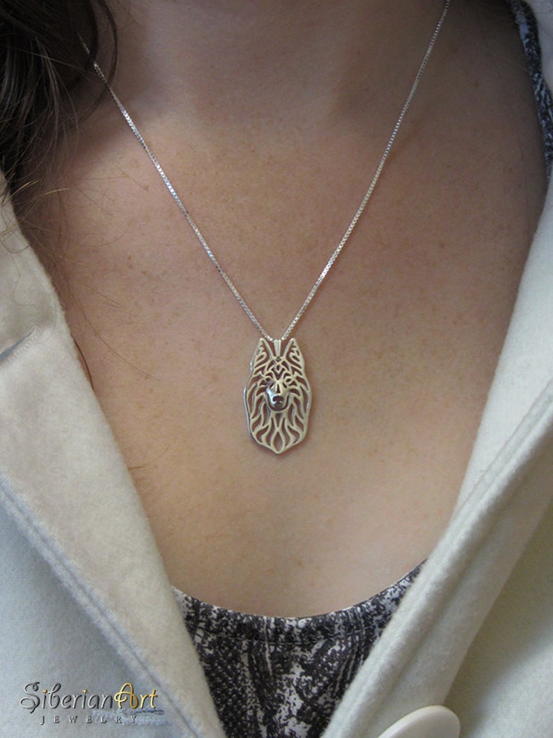 Long Haired Dutch Shepherd sterling silver pendant and necklace