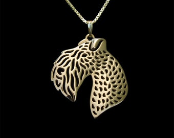 Kerry Blue Terrier - Solid Gold pendant and necklace.