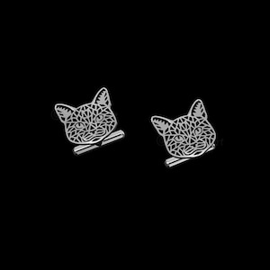925 Sterling Silver Pet Cat Russian Blue Cat Cufflink Gift For Cat Lovers Cat Cufflink Pet Jewelry Cat Memorial Cat Keepsake Handmade