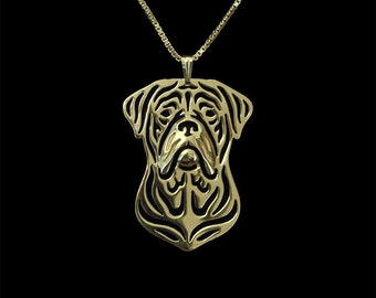 Dogue de Bordeaux jewelry - Solid Gold pendant and necklace.