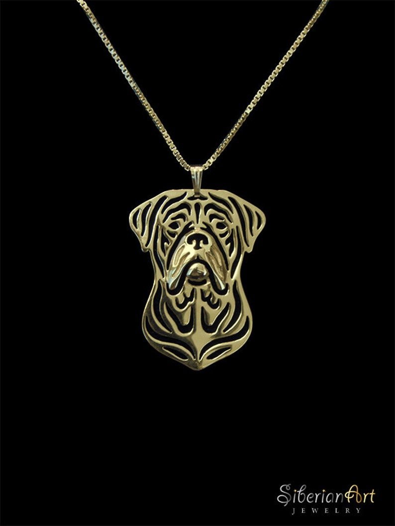 Dogue de Bordeaux jewelry Solid Gold pendant and necklace. image 1