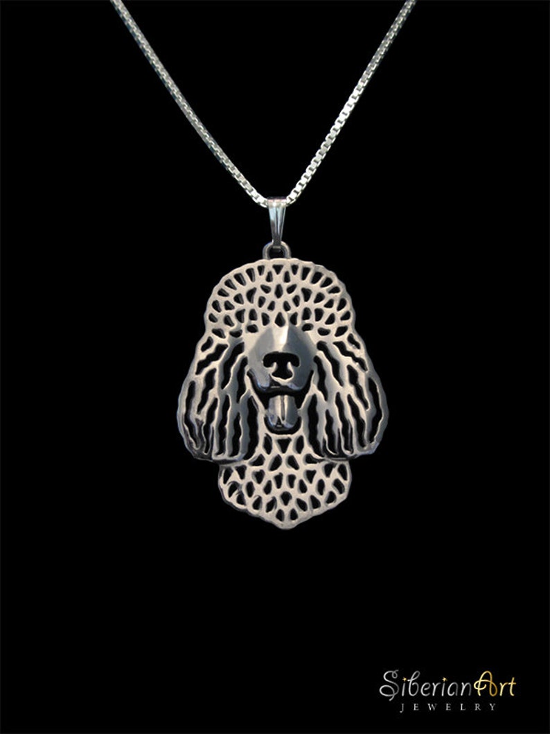 Irish Water Spaniel sterling silver pendant and necklace image 1