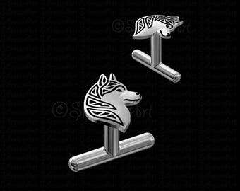 Siberian Husky Cufflinks - sterling silver 925 - Gift for dog lovers and owners - Pet Jewelry - Men best friend