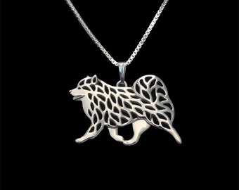 Finnish Lapphund movement - sterling silver pendant and necklace.