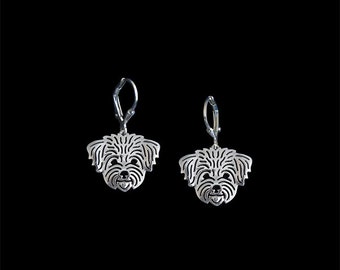 Shih-Tzu (in puppy/pet haircut) earrings - sterling silver.