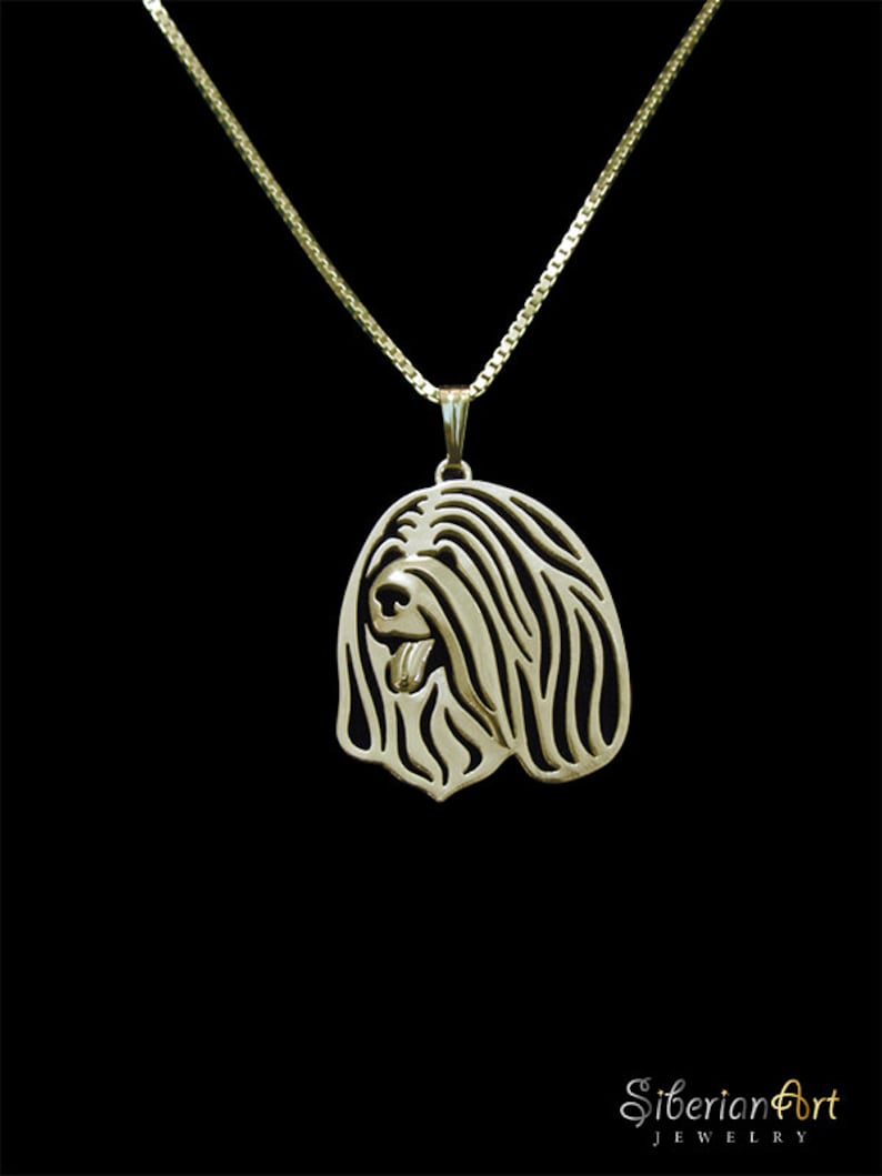 Tibetan Terrier Solid Gold pendant and necklace image 1