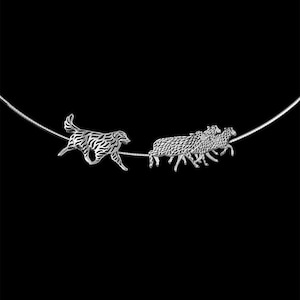 Bernese Mountain Dog and Sheep Pendant 925 Sterling Silver Necklace, Personalized Gift, Unique Animal Jewelry Handmade dog breed Jewelry
