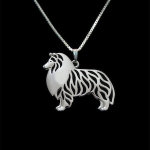 Standing Rough Collie pendant and necklace - sterling silver