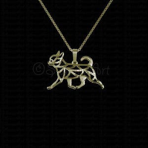 Colgante y collar de chihuahua en oro amarillo de 14 k