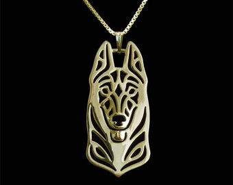 Belgian Malinois - Solid Gold pendant and necklace