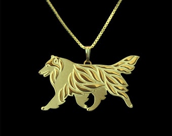 Rough Collie movement - Solid Gold pendant and necklace