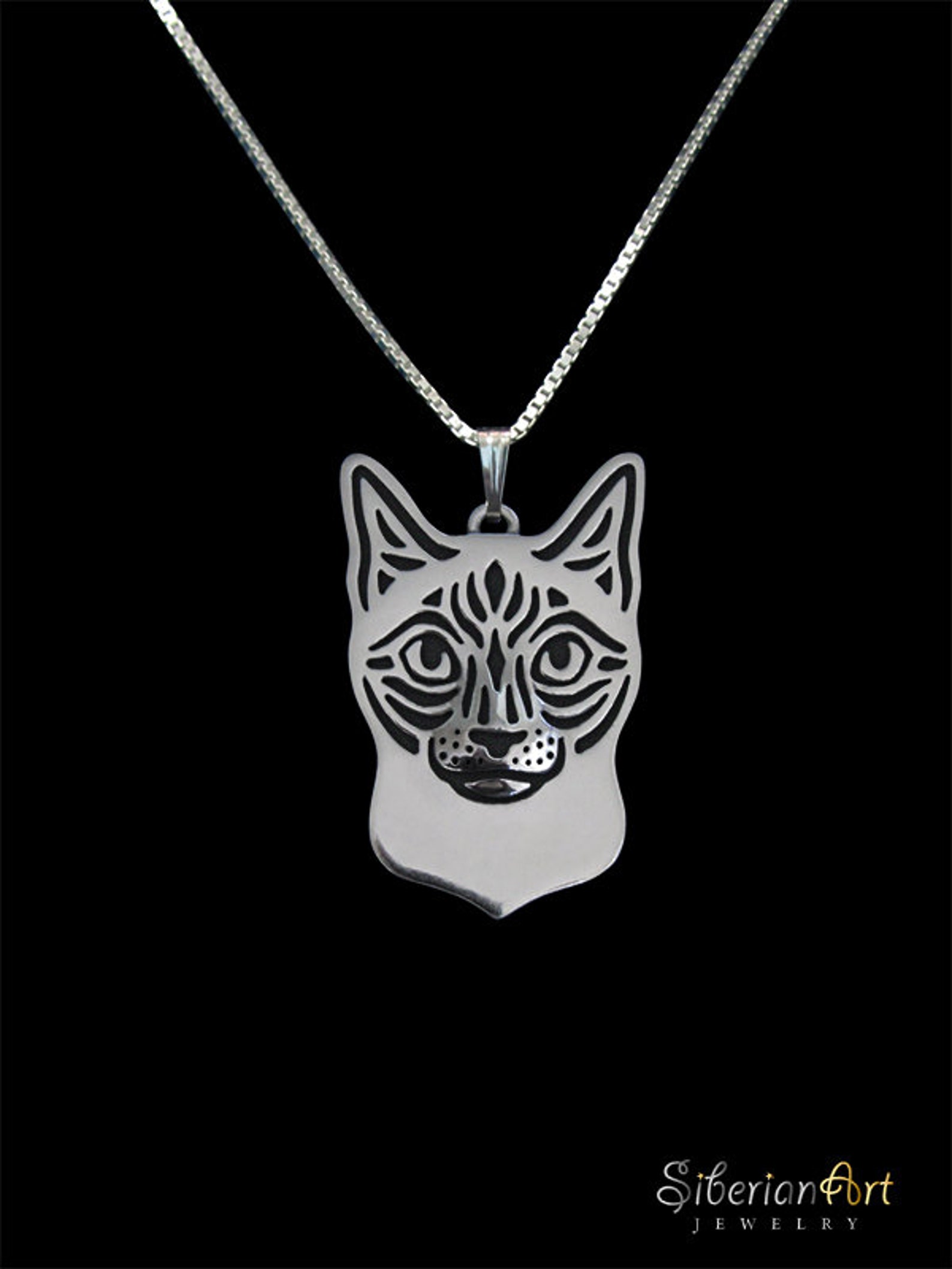 Siamese Cat Jewelry Sterling Silver Pendant and Necklace Etsy