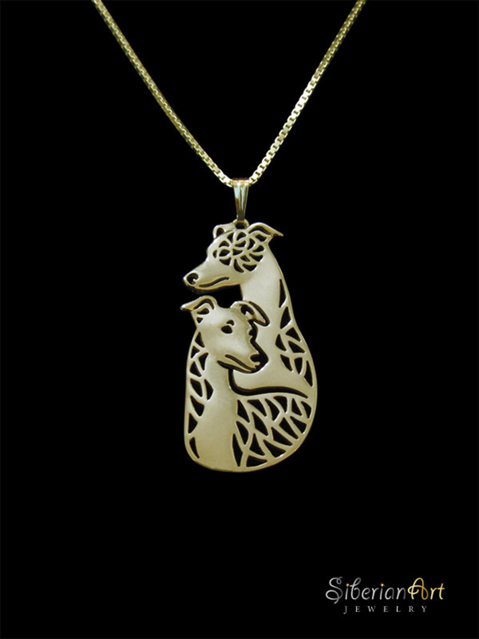 Whippet Couple Solid Gold Pendant and Necklace Etsy