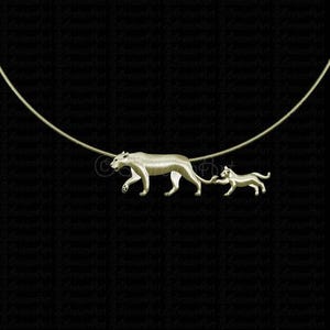 14K/18K Yellow Gold Lion Necklace, Lioness Cub Pendant, Wildlife Jewelry, Gift for Lion Lovers, Animal Necklace
