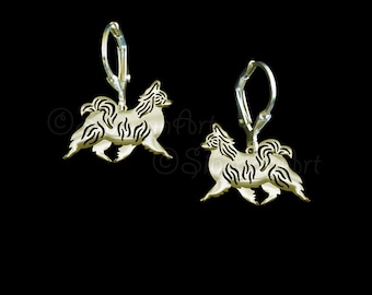 Papillon dog movement earrings - Solid Gold.