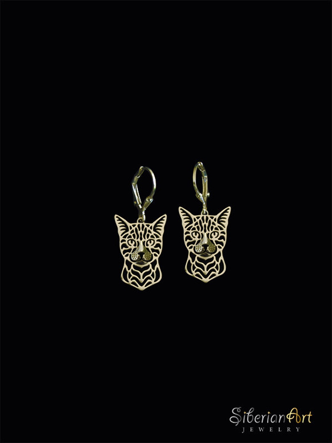 Bengal Cat Earrings Solid Gold. Etsy