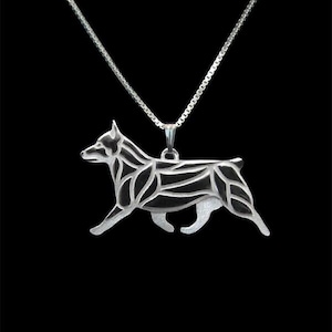 Collar de plata de ley 925 con forma de perro Vallhund sueco, regalo para amantes de los perros, collar para perro, joyería para mascotas, recuerdo para perro, raro, hecho a mano