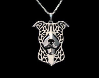 Pitbull Pendant Necklace, Sterling Silver Dog Jewelry