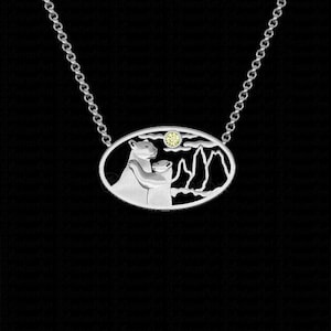 925 Sterling Silver Wild Cougar Patagonian Hug - Puma Sapphire Necklace Gift For Cougar Lovers Cougar Necklace Wild Animal Jewelry Handmade