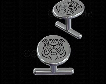 English Bulldog Cufflinks - sterling silver 925 - Gift for dog lovers and owners - Pet Jewelry - Men best friend