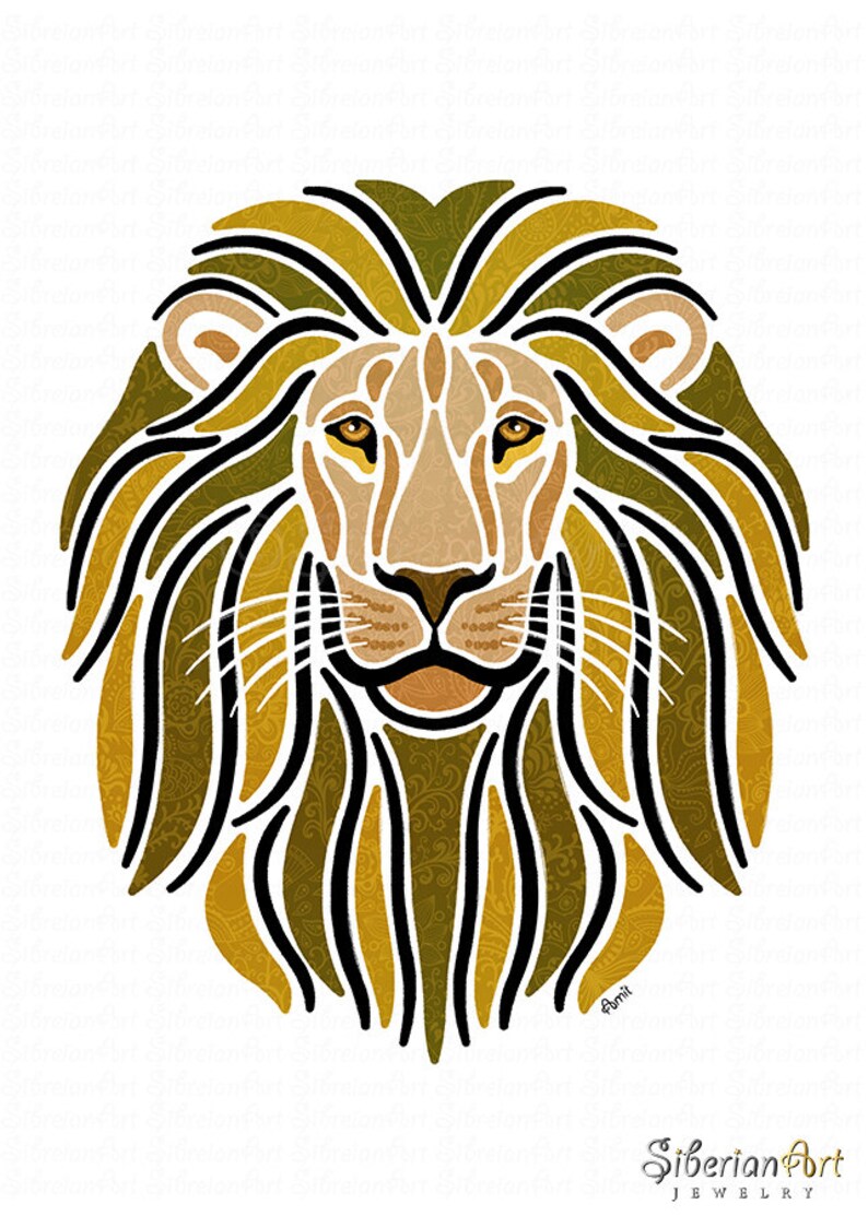 Lion Print Wildlife Art Portrait Lion Artwork Gift for Etsy