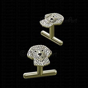 14k Yellow Gold Labradoodle Cufflink Gift For Dog Lovers Dog Cufflink Pet Jewelry Dog Memorial Dog Keepsake Rare Handmade Pet Show Dog