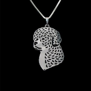 Collar de perro de agua portugués de plata de ley 925, regalo para amantes de los perros, collar para perros, joyas para mascotas, recuerdo conmemorativo para perros, pérdida de perros