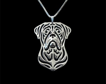 Dogue de Bordeaux jewelry - sterling silver pendant and necklace.