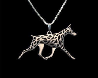 Doberman movement - sterling silver pendant and necklace