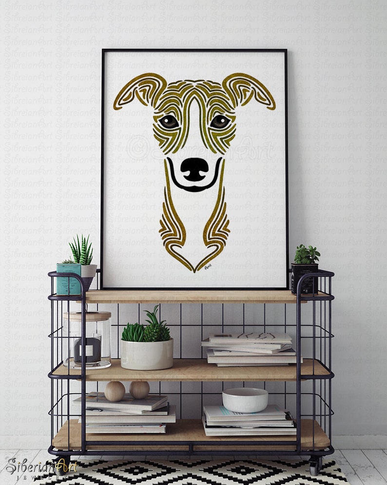 Whippet print artwork gift for dog lovers painting Etsy