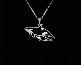 925 Sterling Silver Necklace, Wild Orca Whale Pendant, Rare Whale Necklace, Handmade Wildlife Jewelry, Wild Animal Jewelry Whale Lover Charm