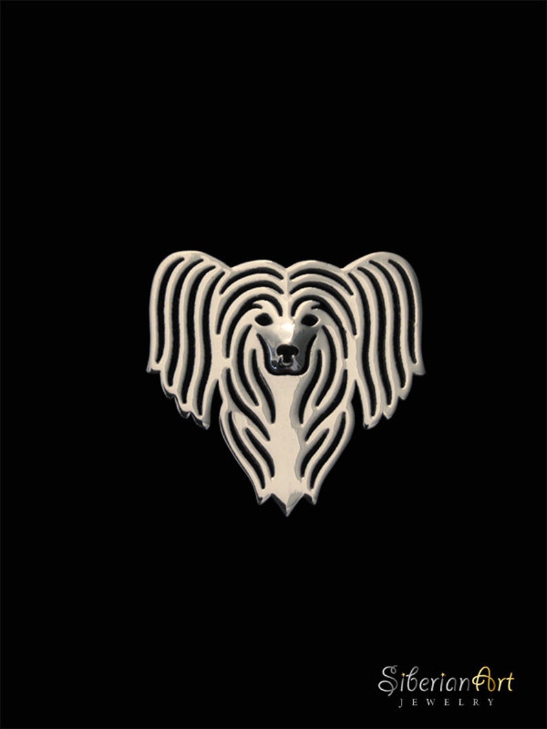 sterling silver Chinese Crested brooch