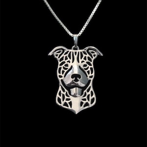 925 Sterling Silber Pitbull Halskette Geschenk für Hunde-Liebhaber Hundehalskette Haustier Schmuck Hunde-Denkmal Hundeandenken personalisiertes Geschenk handgemachtes seltenes