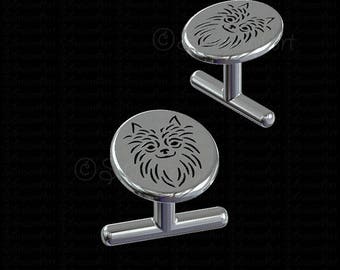 Long Coat Chihuahua Cufflinks - sterling silver 925 - Gift for dog lovers and owners - Pet Jewelry - Men best friend