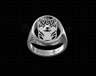 Japanese Akita Inu ring - sterling silver 925 - gift for dog lovers and owners - Pet Jewelry - best friend jewelry - unisex