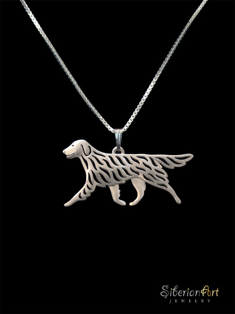 Flat-coated Retriever Sterling Silver Pendant and Necklace - Etsy