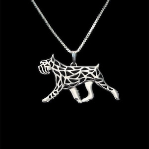 925 Sterling Silver Necklace - Schnauzer Pendant, Modern Gift For Dog Lovers, Minimalist Dog Necklace, Statement Necklace Pet Jewelry