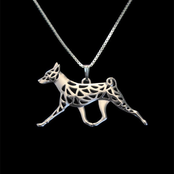 Mouvement de Basenji - collier et pendentif en argent sterling