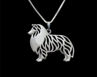 925 Sterling Silver Shetland Sheepdog Necklace Gift For Dog Lovers Dog Necklace Pet Jewelry Dog Memorial Dog Keepsake Show Dog Pet Rare