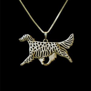 14k Yellow Gold English Setter Necklace Gift For Dog Lovers Dog Necklace Pet Jewelry Dog Memorial Dog Keepsake Personalized Gift Pet Rare