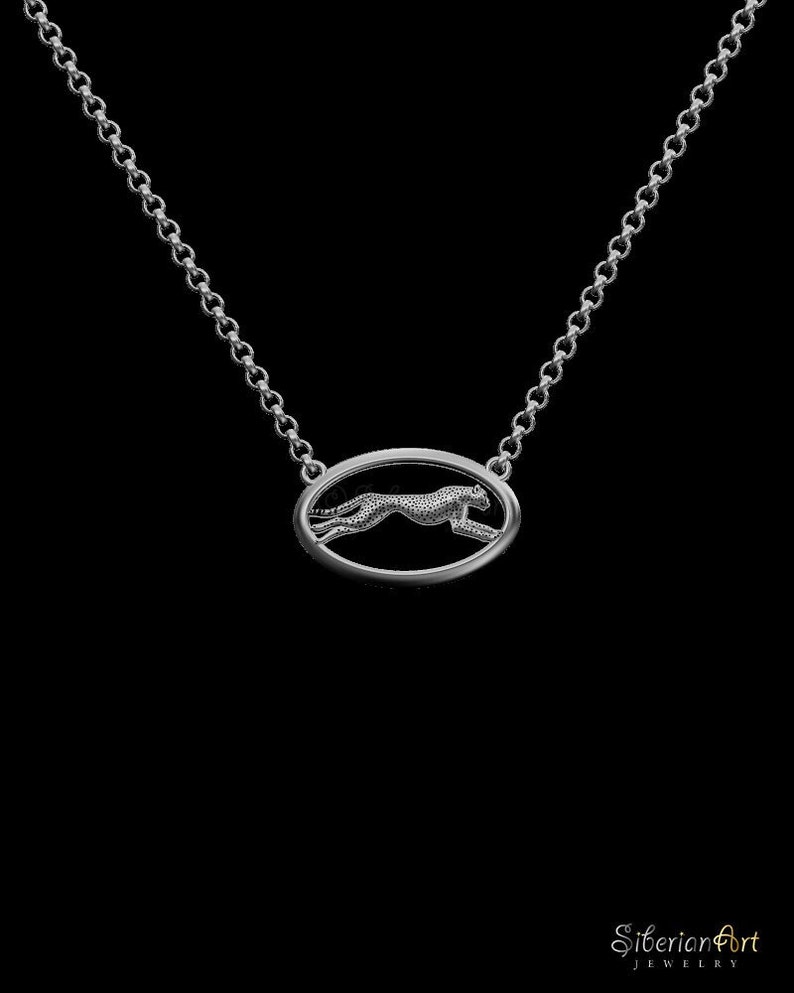 Running Cheetah necklace sterling silver image 1