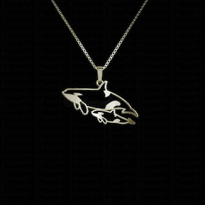 14k Yellow Gold Wild Orca Necklace: Handmade Whale Jewelry