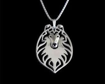 Rough Collie Pendant Necklace (925 Sterling Silver) Unique Gift For Dog Lovers, Handmade Pet Dog Necklace, Minimalist Pet Jewelry